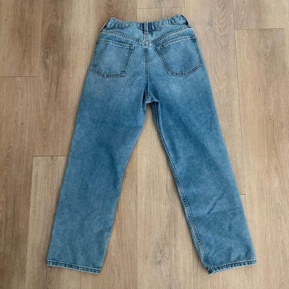 Old Navy Girls Jeans Size 14 Light Blue High Rise Slouchy Straight Leg Denim